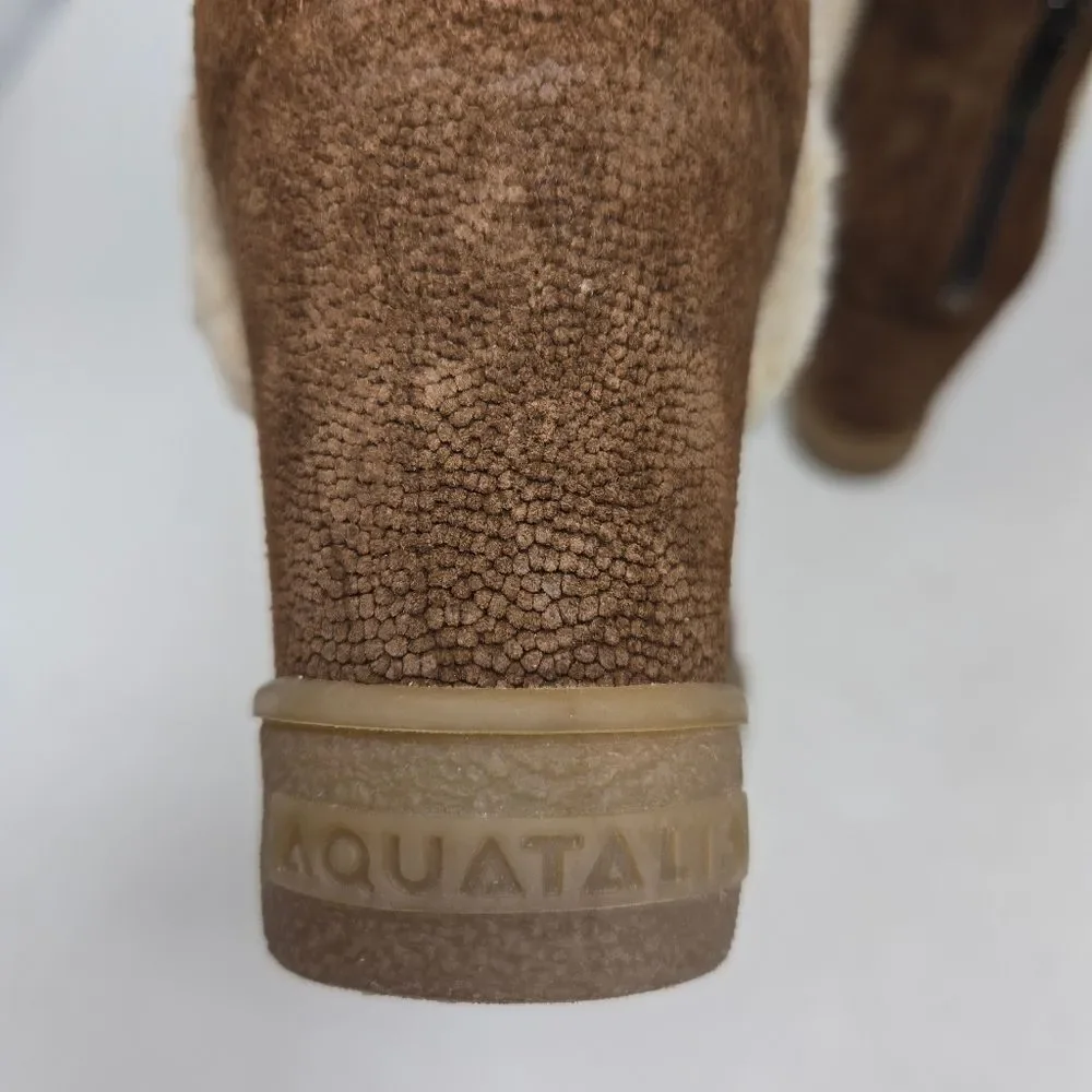 AQUATALIA Suede Charlie Wedge Booties Size‎ 8.5 Sherpa Lined Boots
